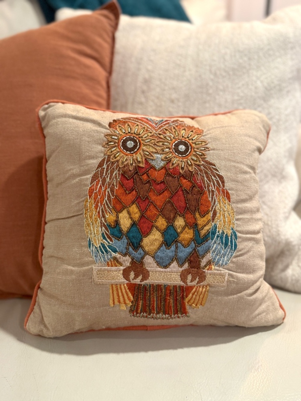 Pier 1 Imports | Embroidered Owl Throw Pillow